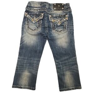 Miss Me Girls Capri Jeans Womens 12 Embellished Rhinestone Flap Pocket Denim
